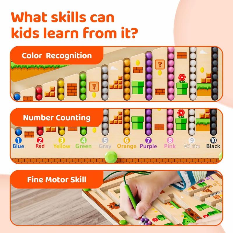 [Free Shipping] Wooden MagneticColor and Number Maze MontessoriAlphabet Matching and CountingPuzzle Board Leaning EducationalMath Toy Birthday Gift Montessori Toymagnetic boardgames magnetic color