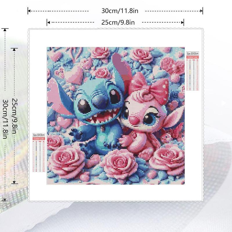 Disney 5D DIY Diamond Art Colorful Painting Kit, 1 Set Stitch & Angel Pattern Diamond Decorative Colorful Painting without Frame, DIY Home Wall Art