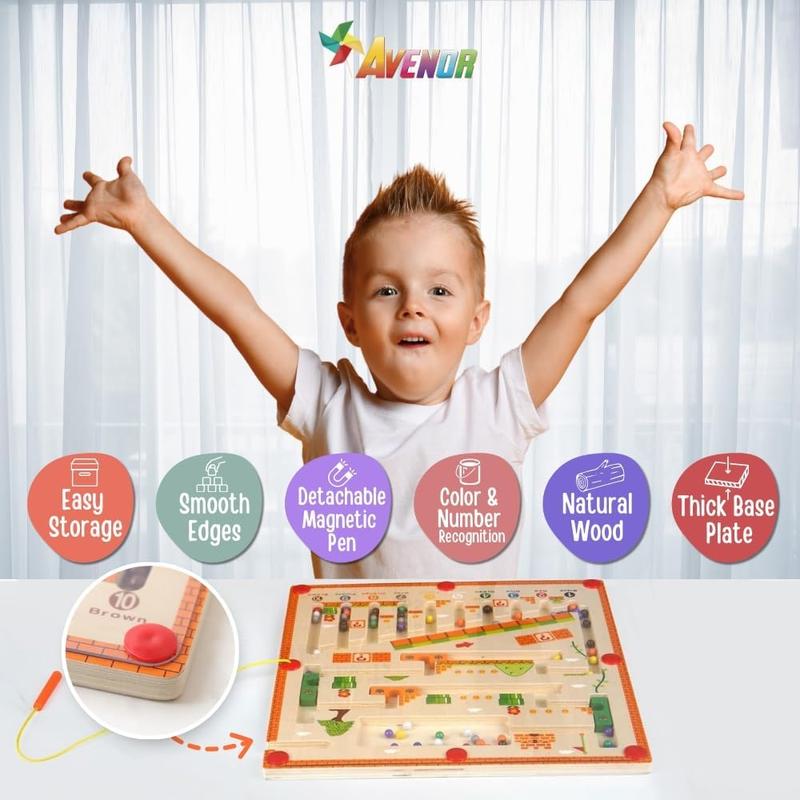 [The Latest Version] Wooden Magnetic Colors with Number Mazes: Montessori Letters Match with Counting Puzzles to Learn Educational Math Toys, Perfect Birthday Gifts for Children, Ideal Montessori Magnetic Board Games