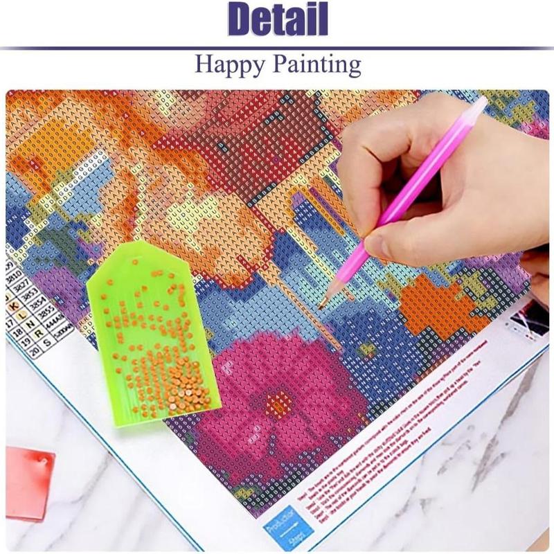 Cat & Flower Pattern DIY Diamond Arts Colorful Painting Kit without Frame, 4 Counts set DIY 5D Diamond Arts Colorful Painting Kit, Wall Art Decor for Home