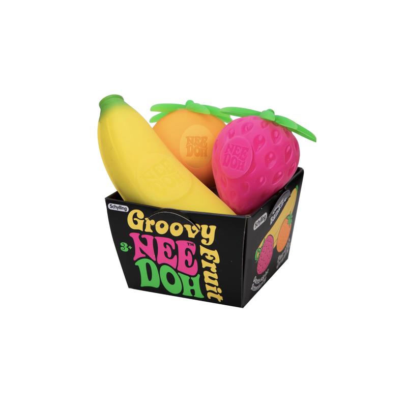 Schylling NeeDoh Groovy Fruit - Sensory Fidget Toy - Multiple Shapes - Ages 3 to Adult (Pack of 1) nee doh  gumdrop