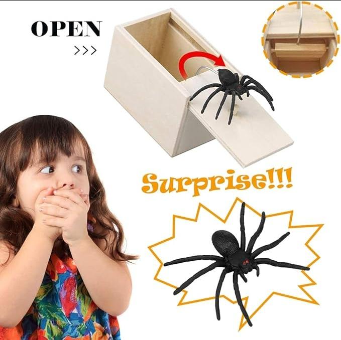 Spider Prank Big Box，Wooden Surprise Box，Spider Money Surprise in a Box,Handmade Fun Practical Surprise Joke Boxes,Prank Stuff