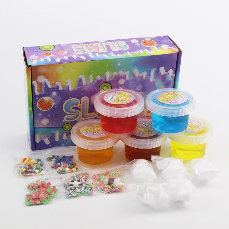 Jelly Cube Crunchy Crystal Slime Kit-11 Pack,Super Soft and Non-Sticky, Fruit Themed Party Toy to Slime,Rich Colors Stress Relief Toy for Girls and Boys