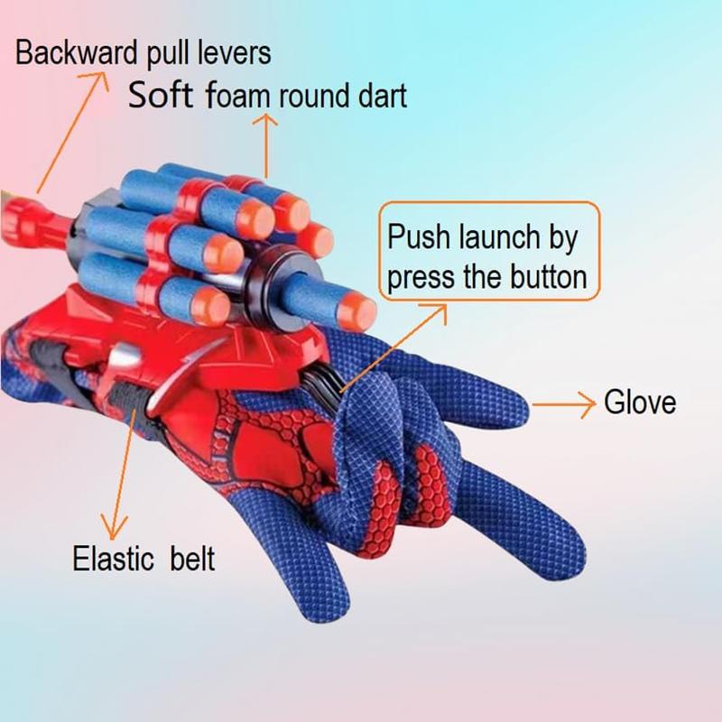 2 Sets Spider Gloves Man Web Shooters Dart Board Toys Sticky Balls for , Hero   Launcher Toys Set for Birthday Party Christmas Halloween