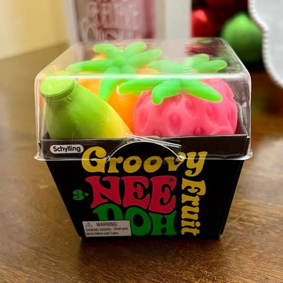 Schylling NeeDoh Groovy Fruit - Sensory Fidget Toy - Multiple Shapes - Ages 3 to Adult (Pack of 1) nee doh  gumdrop