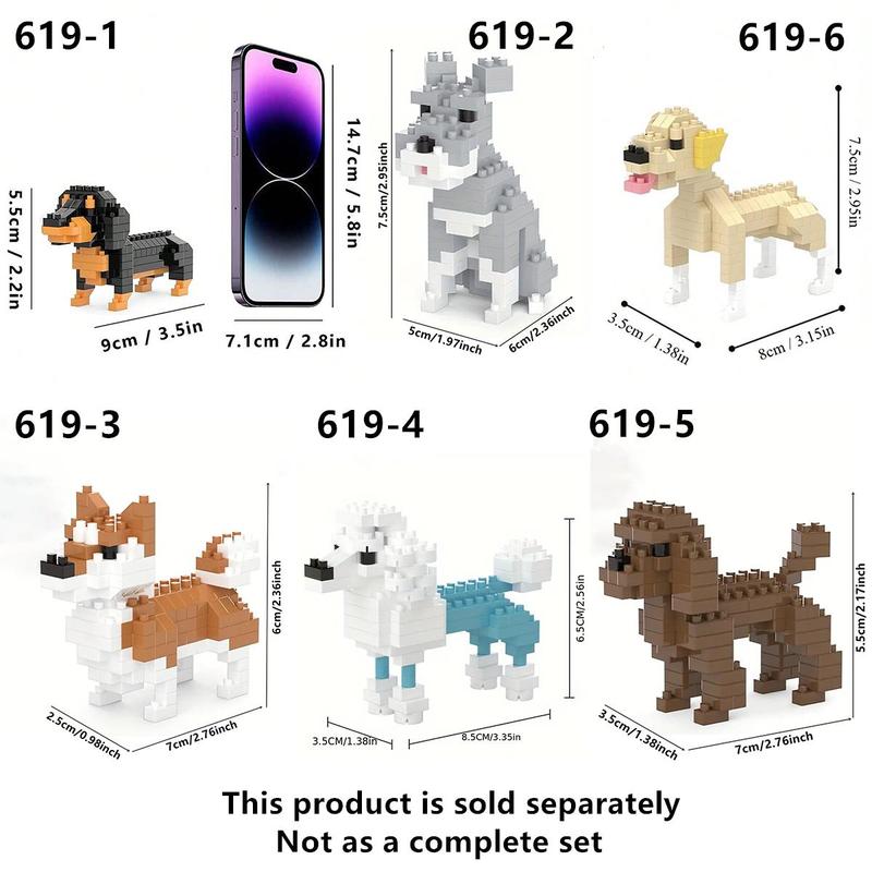 Cartoon Dog Design Building Blocks, 1 Set Mini Cute Animal Building Blocks, DIY Assembled Learning Building Blocks Toy, Home Decoration Ornament, Party Favor