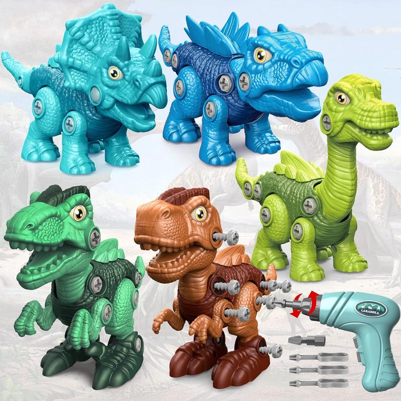 Christmas 2024 Gifts Kids Toys Laradola 5 Dinosaur Animal Rosie Toy for Kid Gift Take Apart STEM ,Construction Building Dino with Electric Drill, Party Christmas Birthday Gifts for Boys Girls