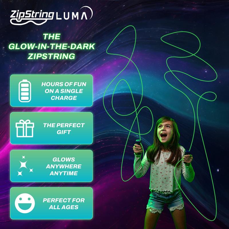 ZipString® Luma The Patented Glow-in-The-Dark Toy That Flies a Loop of String, Creates Endless Shapes and Tricks. Built-in LED for Glowing Fun. Perfect STEM Gift for Kids & Adults. Wonderment Awaits