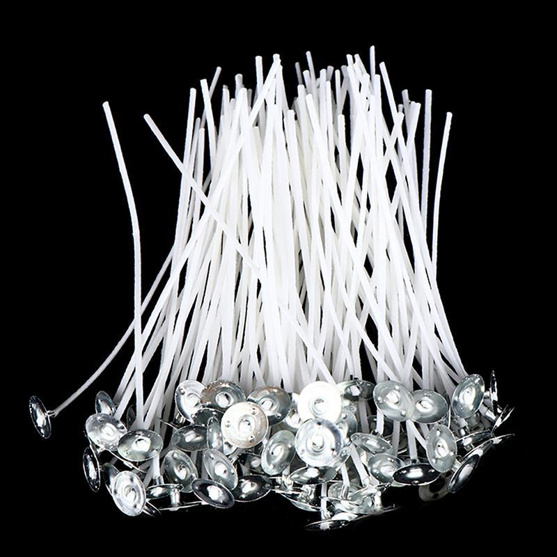 Candle Wicks with Base (100pcs), DIY Pre-waxed Wicks for Candle Making, Practical Candle Making Accessories