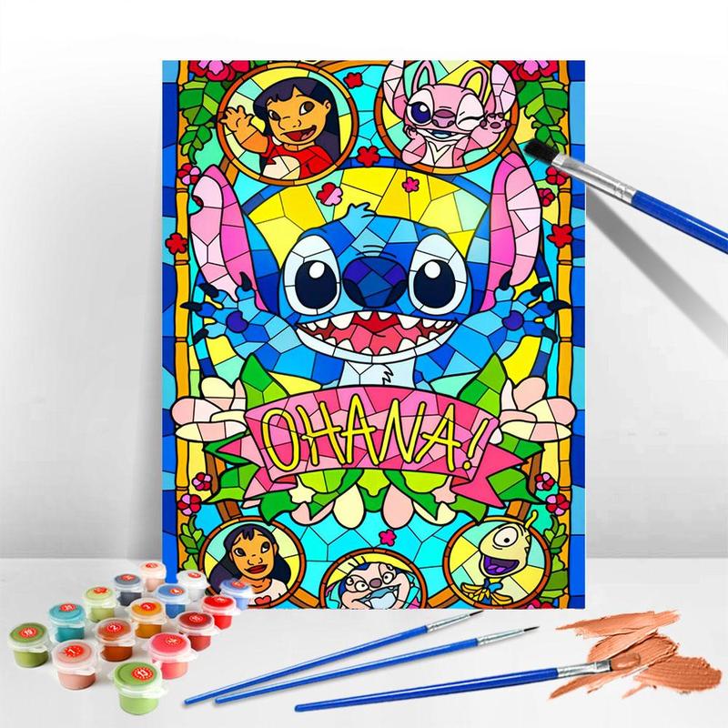 Disney Stitch DIY Painting By Numbers Kit Without Frame, 1 Set DIY Paint By Numbers Kit, Wall Art Decoration for Home Living Room Bedroom