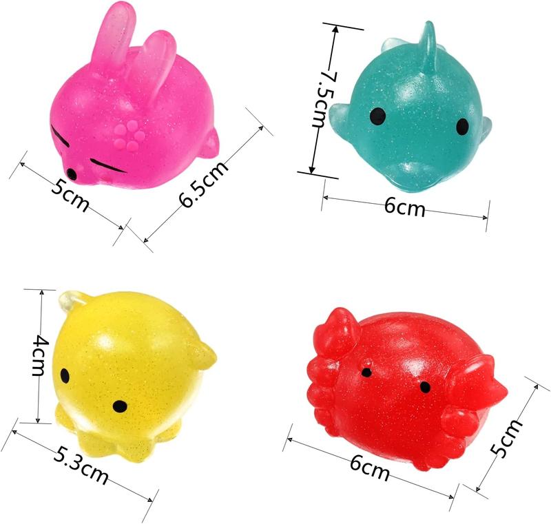 8-Pack Jumbo Glitter Animals Squishy Toys for Stress Relief