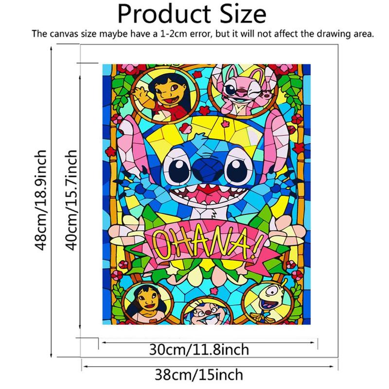 Disney Stitch DIY Painting By Numbers Kit Without Frame, 1 Set DIY Paint By Numbers Kit, Wall Art Decoration for Home Living Room Bedroom