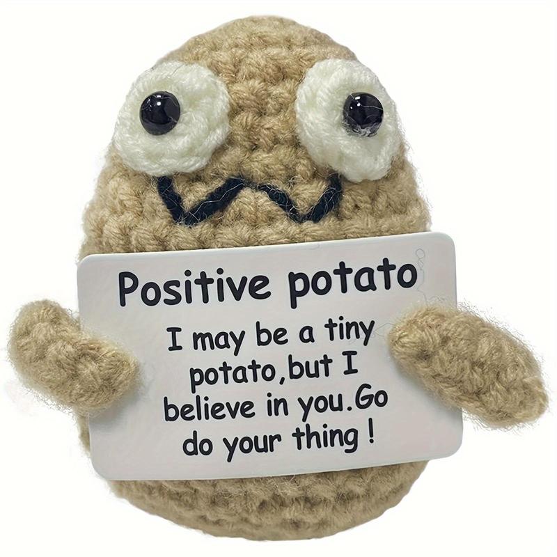 Positive Potato Knitted Wool, 1 Count Cute Mini Happy Potato with Positive Card, Funny Positive Potato, Encouragement Gift, Birthday Gift, Party Decoration