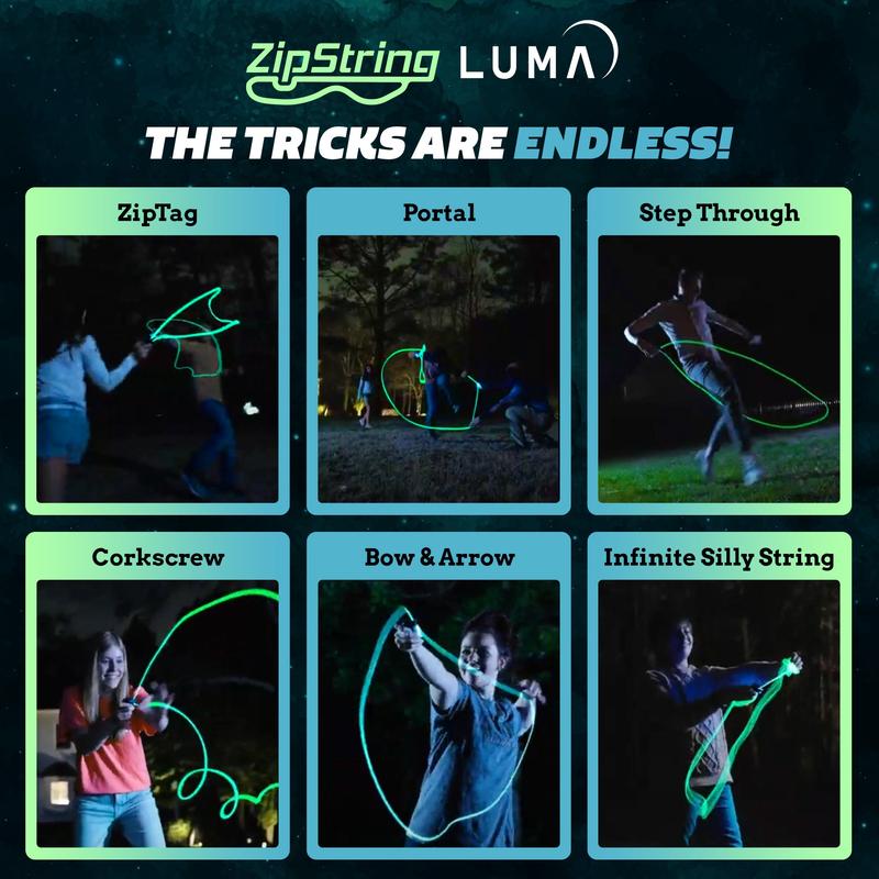 ZipString® Luma The Patented Glow-in-The-Dark Toy That Flies a Loop of String, Creates Endless Shapes and Tricks. Built-in LED for Glowing Fun. Perfect STEM Gift for Kids & Adults. Wonderment Awaits