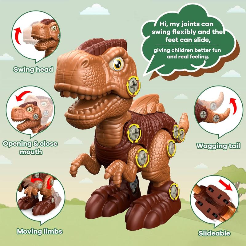 Christmas 2024 Gifts Kids Toys Laradola 5 Dinosaur Animal Rosie Toy for Kid Gift Take Apart STEM ,Construction Building Dino with Electric Drill, Party Christmas Birthday Gifts for Boys Girls