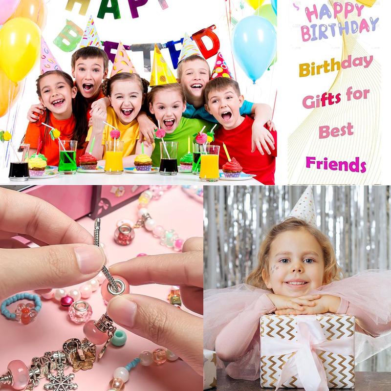 Bracelet Making Kit, 1 Set DIY Jewelry Set with Beautiful Double Layer Craft Box & Beads, Birthday Gift for Him or She Over 5 Years Old