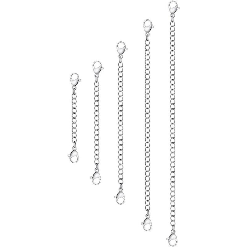 5 count  Stainless Steel Necklace Extender Chain Links  Lobster Necklace Extenders for Necklaces Bracelet Anklet Stainless Steel Chain Extenders for  Making (2in 3in 4in 5in 6in)