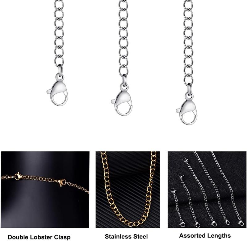 5 count  Stainless Steel Necklace Extender Chain Links  Lobster Necklace Extenders for Necklaces Bracelet Anklet Stainless Steel Chain Extenders for  Making (2in 3in 4in 5in 6in)