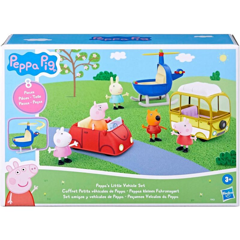 Peppa Pig Peppa's Little Vehicle Playset for Girls and Boys, Includes Helicopter, Camper, and Car, and 5 Figures Set, Preschool Toys, Ages 3+ ( Exclusive)