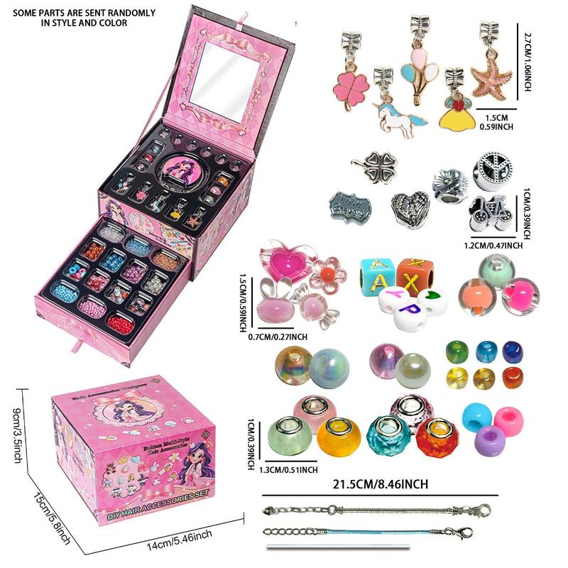 Bracelet Making Kit, 1 Set DIY Jewelry Set with Beautiful Double Layer Craft Box & Beads, Birthday Gift for Him or She Over 5 Years Old