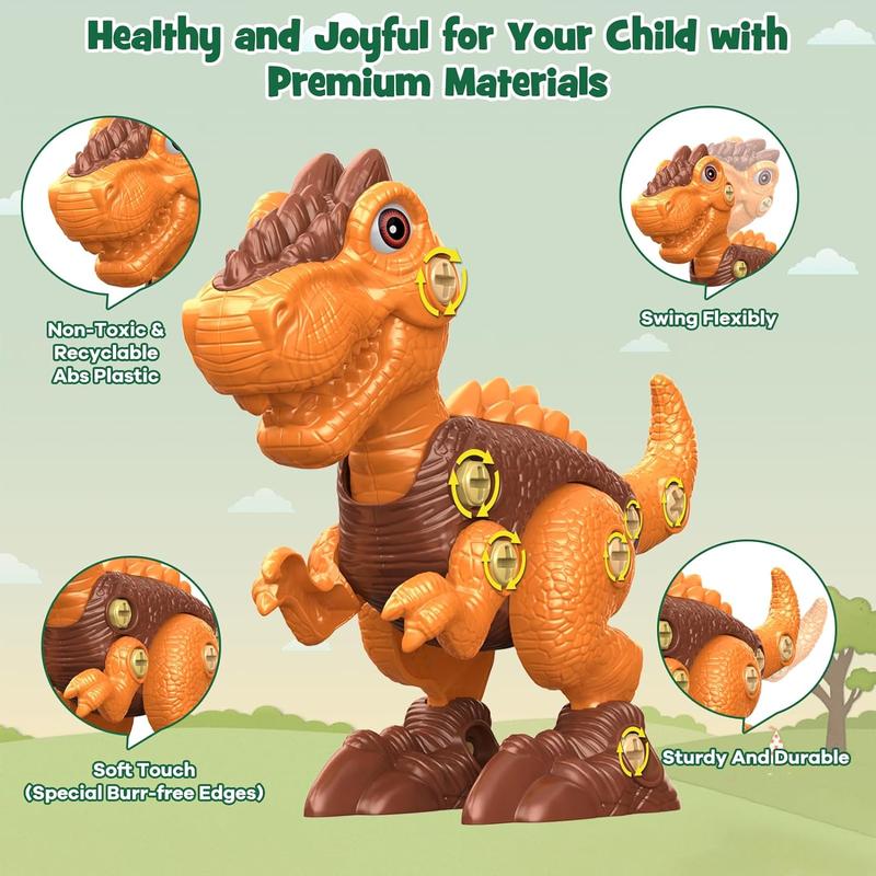 Christmas 2024 Gifts Kids Toys Laradola 5 Dinosaur Animal Rosie Toy for Kid Gift Take Apart STEM ,Construction Building Dino with Electric Drill, Party Christmas Birthday Gifts for Boys Girls