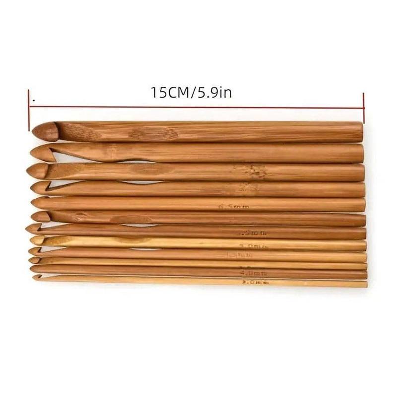 Bamboo Knitting Needles, 12pcs Household Crochet Hooks, Knitting Crafts Needle