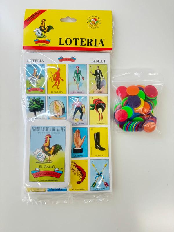 New To Town Lotería Mexican Bingo Game Set - Complete with 100 Bingo Chips for 10 Players - Authentic Lotería de Lujo Mexicana - Colorful Loteria