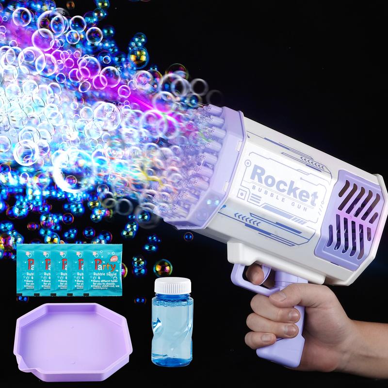 Bubble Machine Gun with 69 Holes and Colorful Lights Bubble Maker Machine