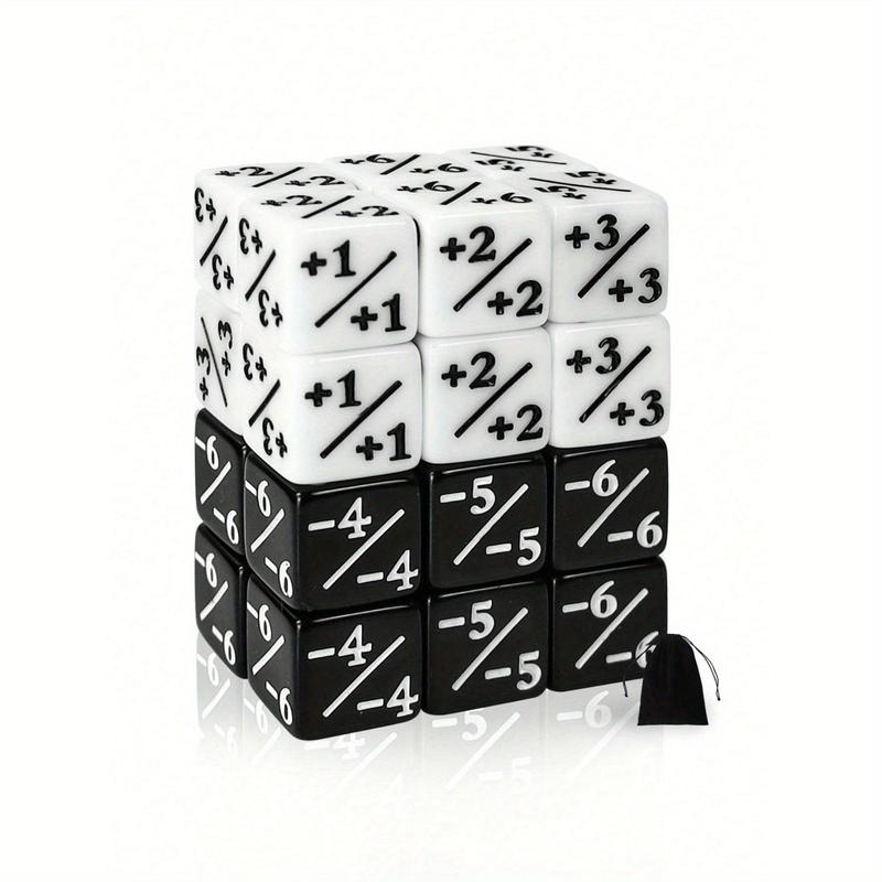 Dice Counter Token, 24pcs set Black & White Dice with Storage Bag, D6 Dice Cube Loyalty Counter Dice for , CCG, Card Game, Party Family Gathering Game