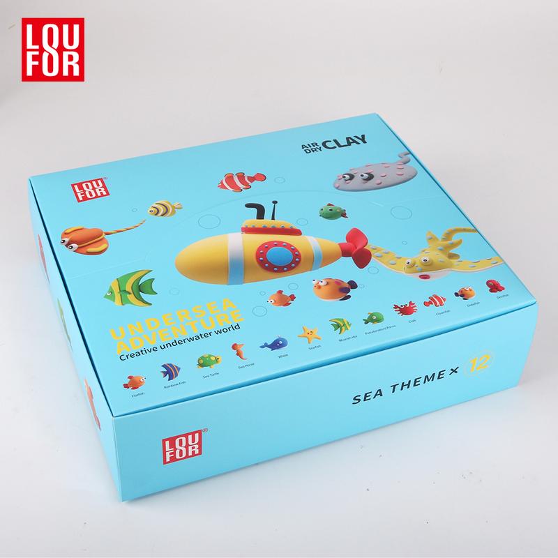 DIY Air Clay Craft Kit - Cute Sea Animals - 12 Boxes of Soft and Ultra Light Clay for Kids, Safe and Non-Toxic with Guided Tutorials