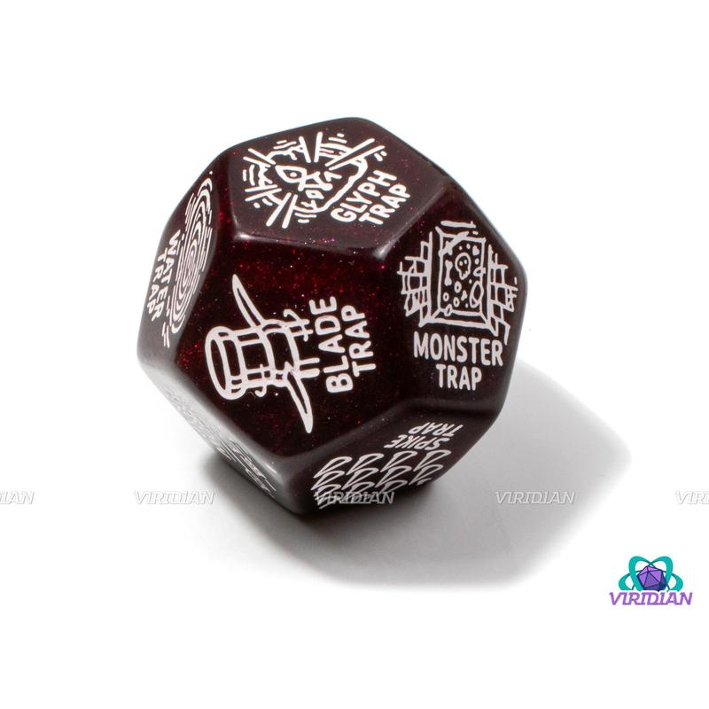 Trap Generator Die | Random Hazard and Danger Creation Dice, Giant 30mm | Acrylic Giant D12 (1)