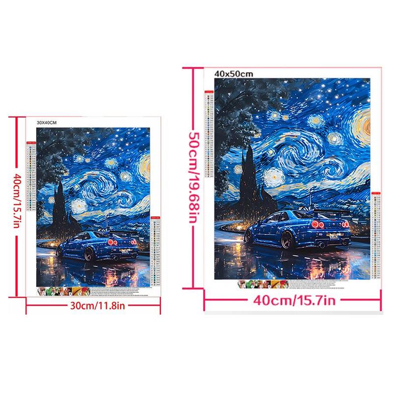 5D DIY Diamond Arts Colorful Painting Kit, Starry Night Mountain Pattern Diamond Arts Colorful Painting without Frame, Handmade Art Crafts for Home Decor