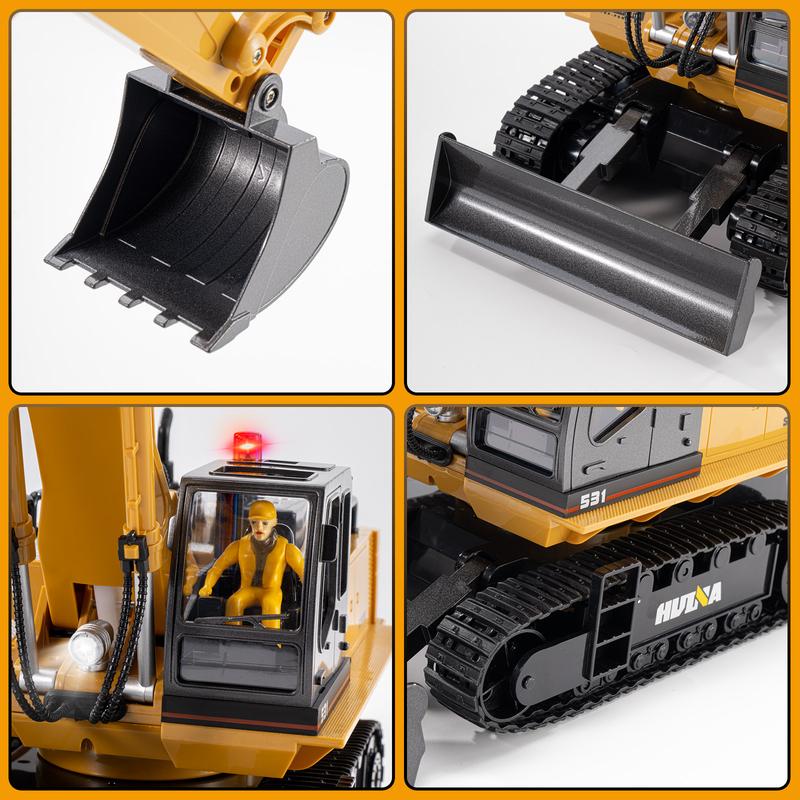 Large Remote Control Construction Vehicles (1:16 Excavator, 1:16 Bulldozer, 1:18 Loader, 1:18 dump truck). Educational toy gifts for boys and girls.