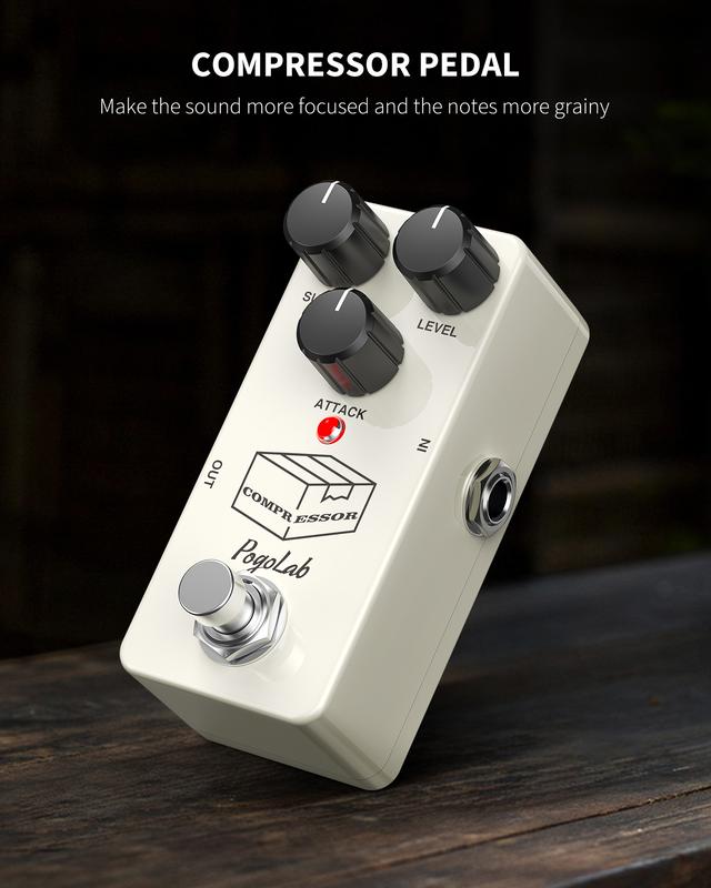 POGOLAB Compressor Pedal, Guitar Effect Pedal Compressor, Mini Compressor Pedal for Electric Guitar Bass, True Bypass