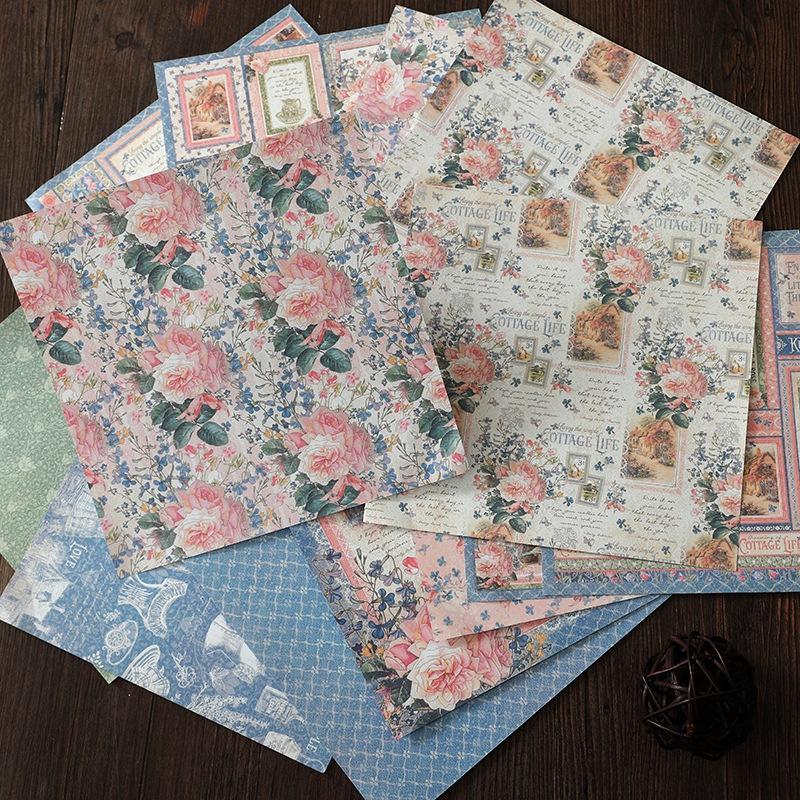 10pcs Mixed Pattern Material Paper, Vintage Multi-purpose Decorative Craft Paper For DIY Craft