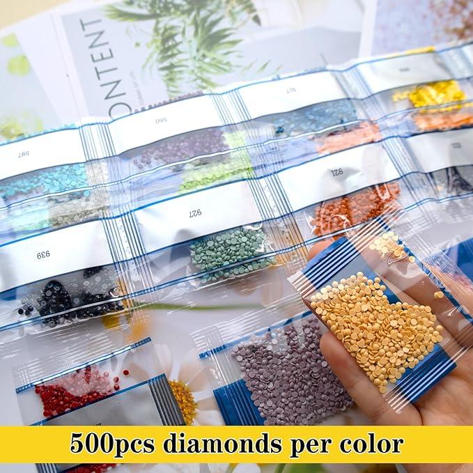 15000 Pieces 30 Color Diamond Art Painting Beads,Flat Bottom Round Resin Rhinestones for Diamond Art Painting Accessories, Round Drills for 5D Diamond Art DIY Craft