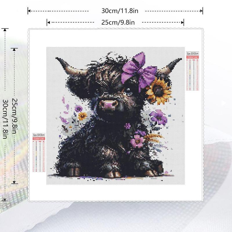 Cow Pattern DIY Diamond Arts Colorful Painting Kit without Frame, DIY 5D Diamond Arts Colorful Painting Kit, Wall Art Decor for Home Living Room Bedroom