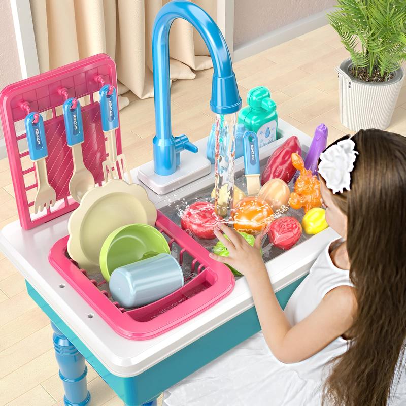 Play Kitchen Sink Toys , Electric Dishwasher Playing Toy with Running Water, Play Food & Tableware Accessories, Kitchen Set Toys, Role Play Sink Set for