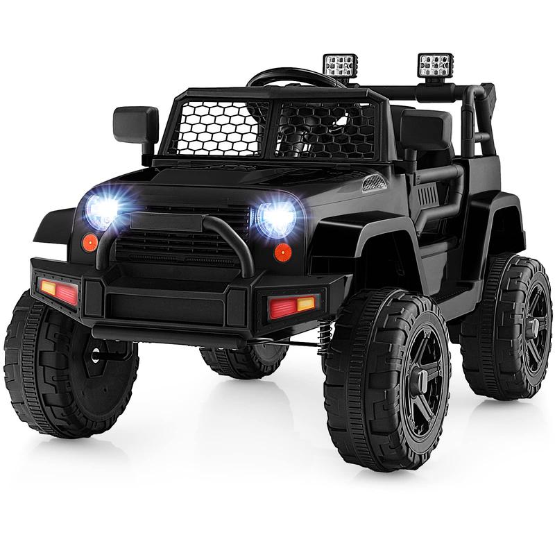 Costzon Ride on Car, 12V Battery Powered Truck Vehicle with Remote Control, Spring Suspension, Headlights, Music, Horn, MP3, USB & Aux Port