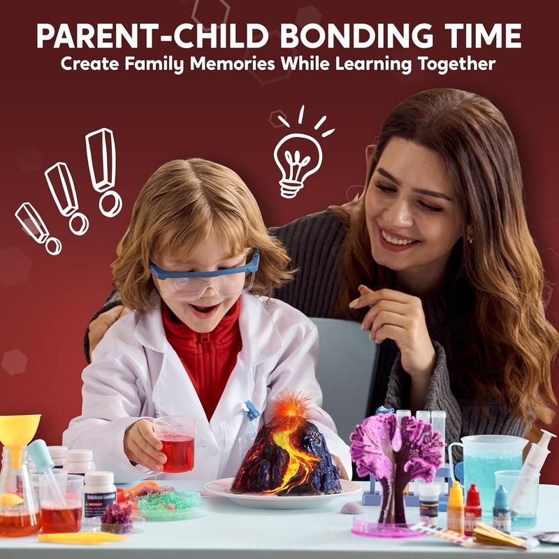 Amazing Science Kits- 85+ Experiments Educational Toys, STEM Activities with Erupting Volcano and Growing Crystal Tree for Kids Aged 6 7 8+