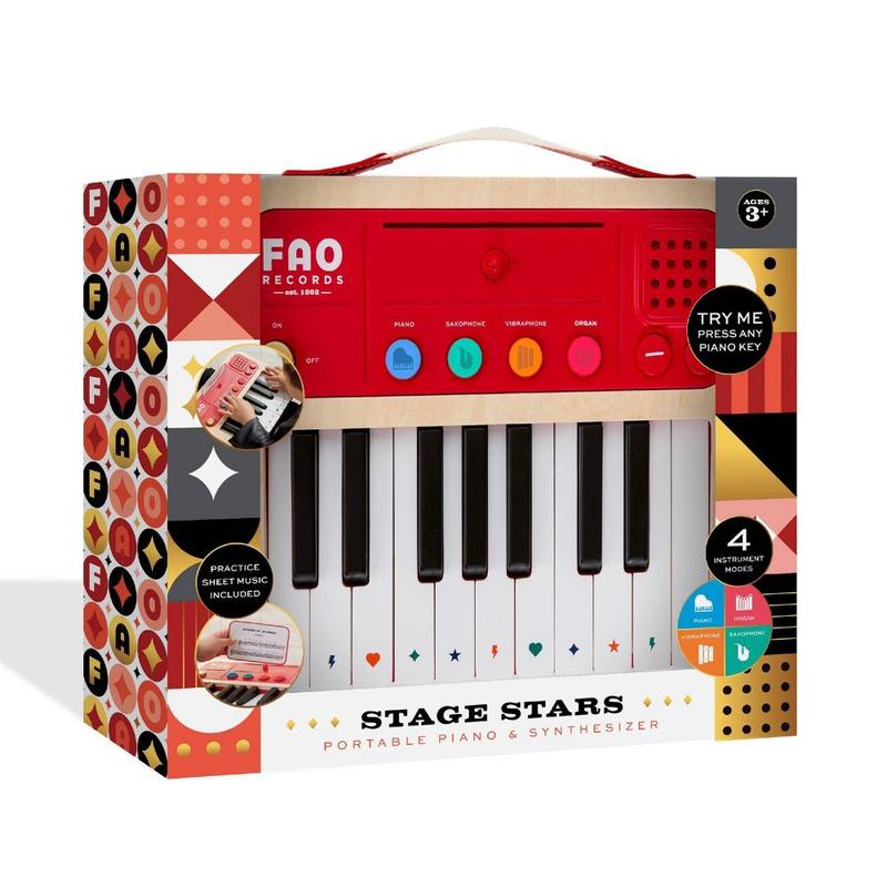 FAO Schwarz Stage Stars Portable Piano Synthesizer 4 Instruments Volume Control