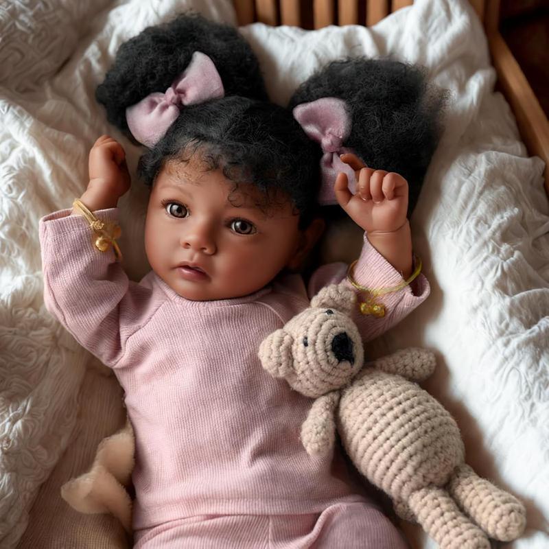 [IN STOCK] Lifelike Reborn Baby Dolls Daisy Black Girl- 20 Inch Soft Body Realistic-Newborn Baby Dolls Handmade Real Life Baby Dolls with Clothes and Toy Gift for Kids Age