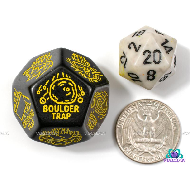 Trap Generator Die | Random Hazard and Danger Creation Dice, Giant 30mm | Acrylic Giant D12 (1)