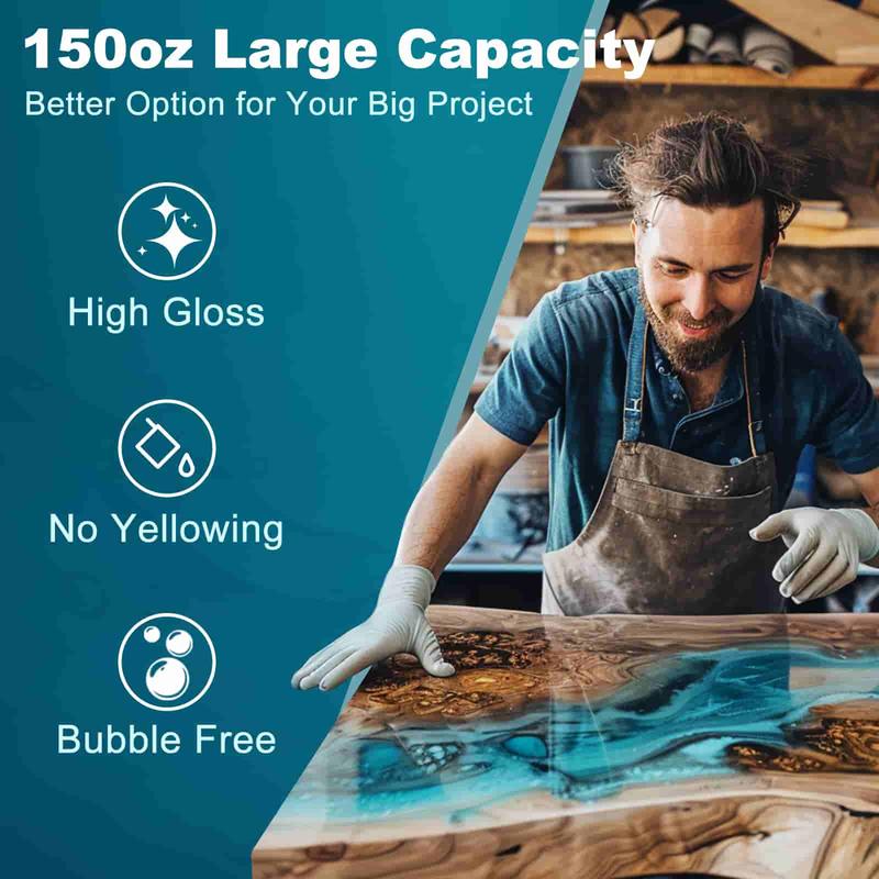 150OZ Deep Pour Epoxy Resin Kit, Low Viscosity, Bubble Free, Crystal Clear Casting Resin for River Table, Wood, Resin Art, Crafts - LET'S RESIN