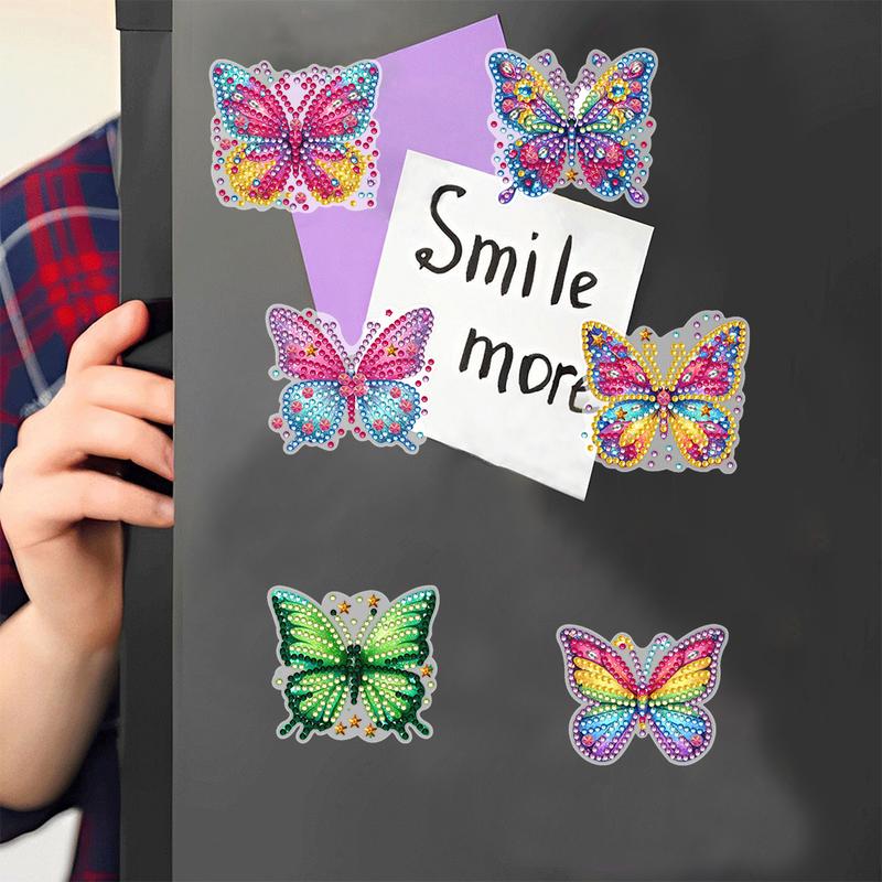 6 Pcs Fridge Magnetic Diamond Painting Stickers DIY Crafts Kits (Flower Butterfly Moon Dragonfly) 1216492 1238012