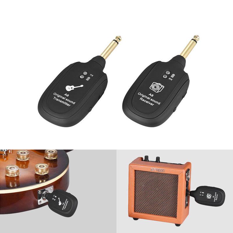 Rechargeable Wireless Guitar System, 2 Counts set Durable Wireless Guitar Transmitter Receiver, Music Accessories for Electric Guitar Bass