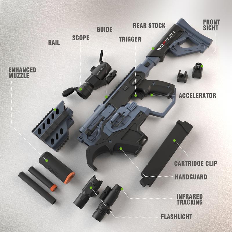 SOFITEN-VIKTOR-TRAP S1- Toy foam blaster with Tactical Vest Kit, Scope. 120 Darts, IR and Flashlight. The Shooting Activity Game for  Age 8+,nerf,Christmas Gift gift ideas.