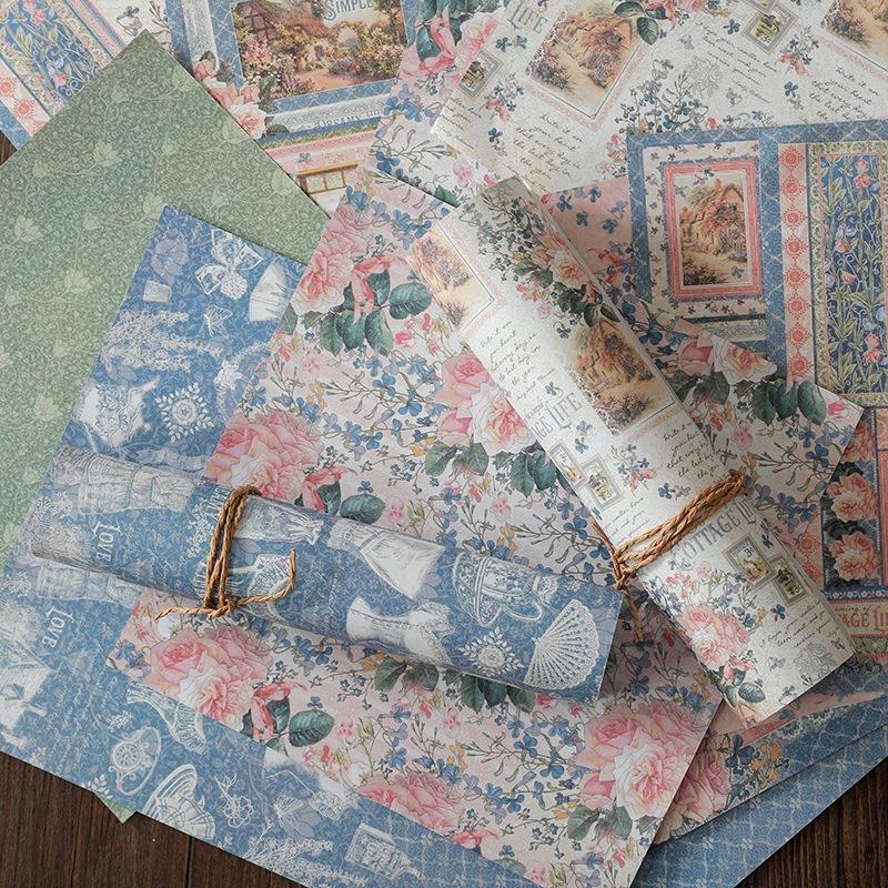 10pcs Mixed Pattern Material Paper, Vintage Multi-purpose Decorative Craft Paper For DIY Craft