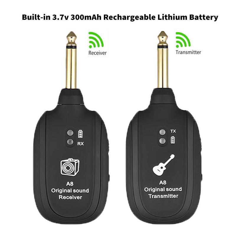 Rechargeable Wireless Guitar System, 2 Counts set Durable Wireless Guitar Transmitter Receiver, Music Accessories for Electric Guitar Bass