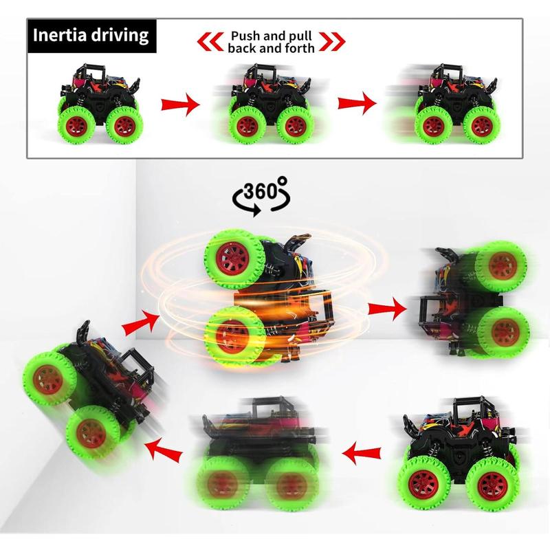 8 Pack Monster Truck Toys for Boys Girls 3 4 5 6 7 8Year Old,Inertia Car 4 Wheels Drive Durable Friction Powered Push and Go Toys Truck Playset,Christmas Birthday Gifts Party Supplies for Kids